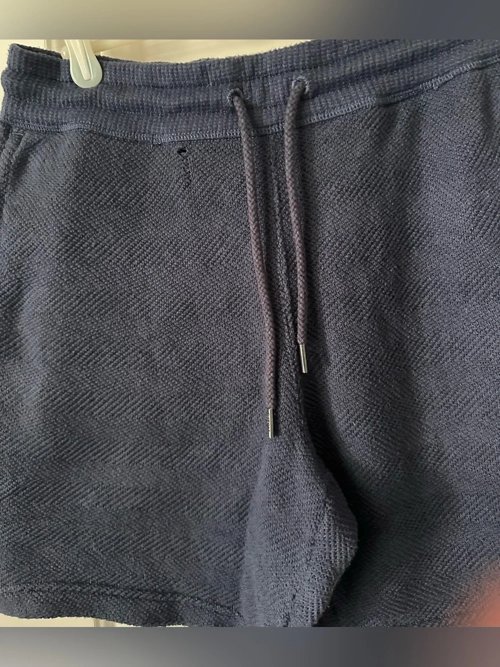 Faherty Whitewater Shorts Mens Small Organic Cotton Navy Drawstring Textured